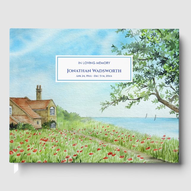 Livre D'or Terrain de pavot funéraire Paysage Aquarelle (Recto)