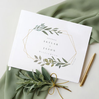 Livre D'or Terrarium géométrique minimal à feuilles et or