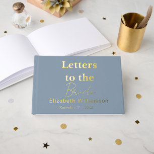 Livre D'or Texte personnalisé Dusty Blue Gold Lettres à la ma