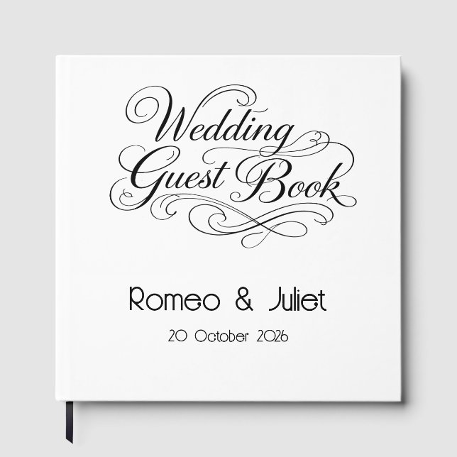 Livre D'or The Flourished Script Wedding Guest Book (Recto)