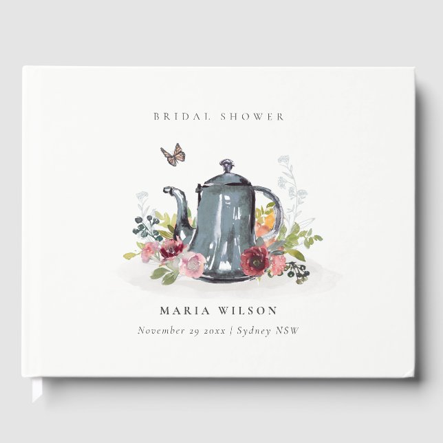 Livre D'or Théière florale de roses joyeuses mignonnes Shower (Recto)