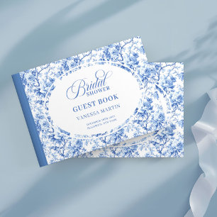 Livre D'or Thématique de mariage Toile de Jouy roses navy int