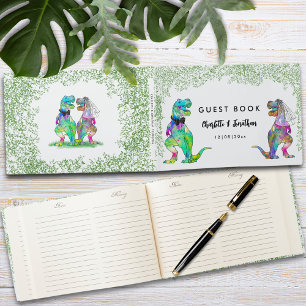 Livre D'or Thème de mariage dinosaure coloré