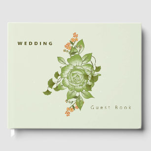 Livre D'or Thème de Mariage Floral Rose vert