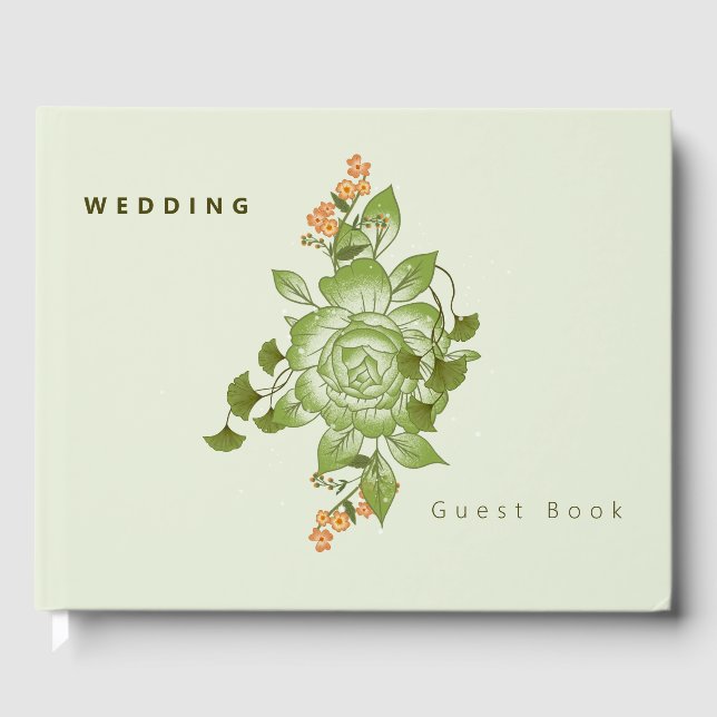 Livre D'or Thème de Mariage Floral Rose vert (Recto)