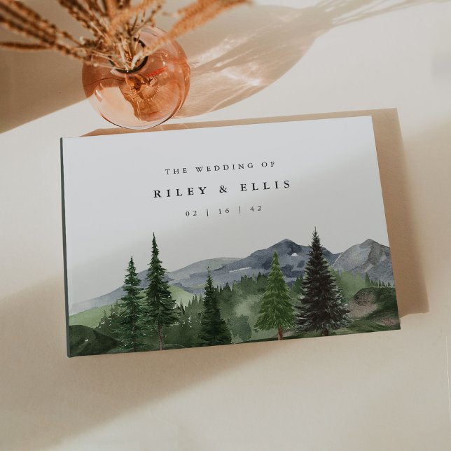 Livre D'or Timberline | Watercolor Mountain Forest Wedding (Créateur téléchargé)