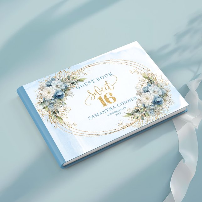 Livre D'or Timeless Dusty Blue Floral Sweet 16th Guest Book (Timeless Dusty Blue Floral Sweet 16th Guest Book)