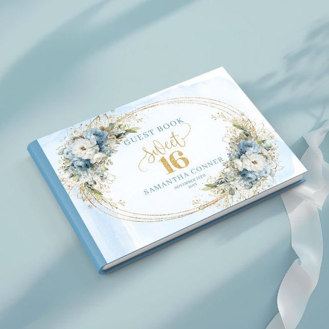 Livre D'or Timeless Dusty Blue Greenery Sweet Sixteen Party   (Timeless Dusty Blue Greenery Sweet Sixteen Party Guest Book

)