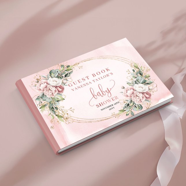Livre D'or Timeless Pink Floral Greenery Baby Guest Book (Timeless Pink Floral Greenery Baby Guest Book)