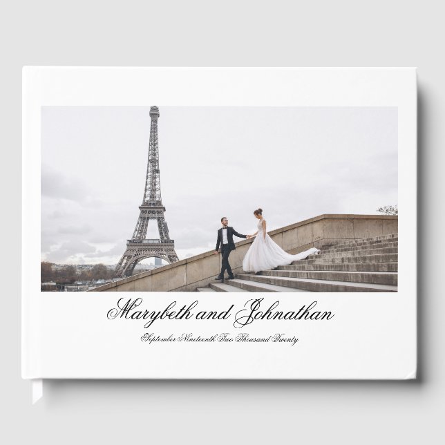 Livre D'or Toile & Calligraphie Mariage modifiable (Recto)