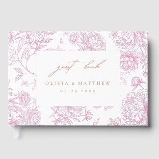 Livre D'or Toile De Jouy Floral Français Rose Or Mariage