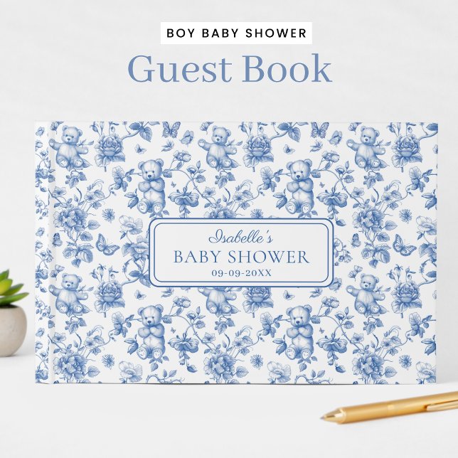 Livre D'or Toile De Jouy Teddy Bear Baby shower Bleu (Créateur téléchargé)