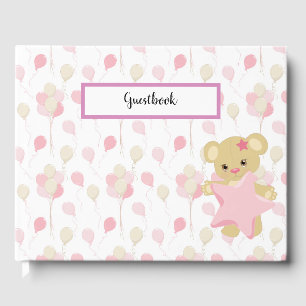 LIVRE D'OR TONS PASTEL DE BALLONS ROSE & TONNES ET OURS TEDDY