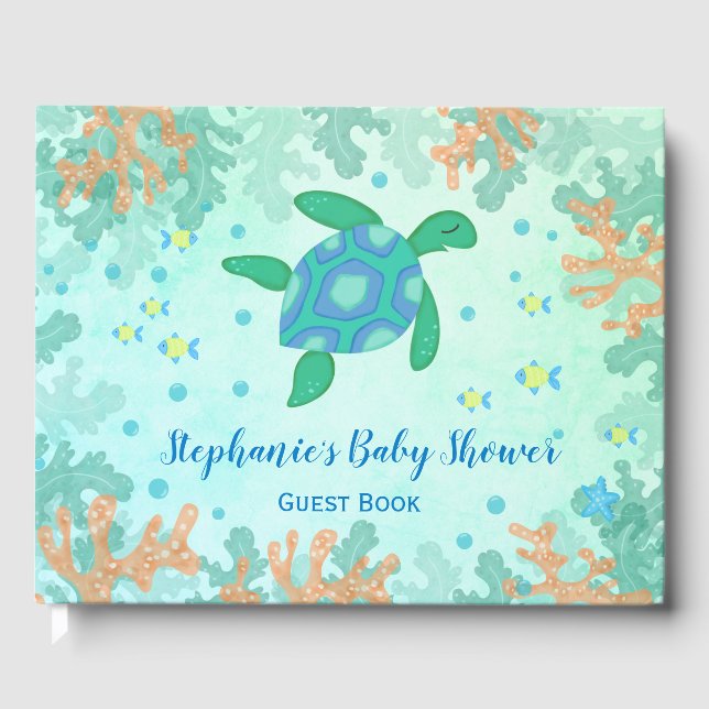 Livre D'or Tortue Sous Le Baby shower Marin (Recto)
