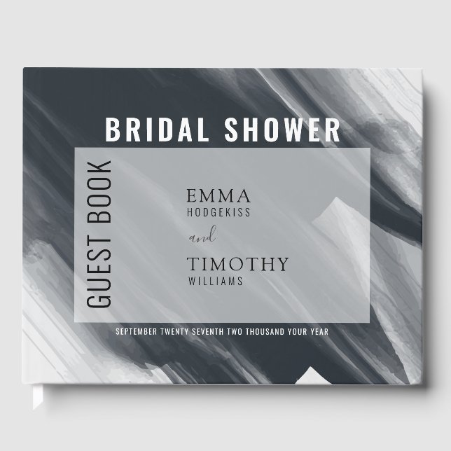 Livre D'or Touches de pinceau modernes, noires et grises (Recto)