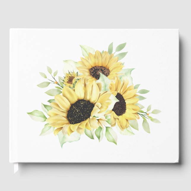 Livre D'or Tournesol Aquarelle Été Jaune Mariage Floral (Recto)