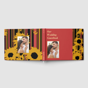 Livre D'or Tournesol Été Or Rouge Mariage Couverture rigide P