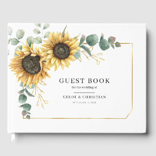 Livre D'or Tournesol Eucalyptus Floral Mariage Botanique