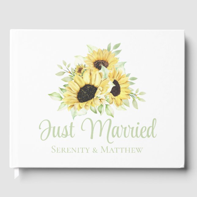 Livre D'or Tournesol juste marié Aquarelle Mariage Floral (Recto)