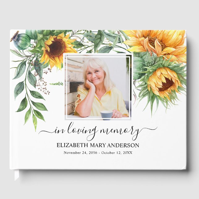 Livre D'or Tournesol Photo Sympathy Funérailles Aquarelle (Recto)