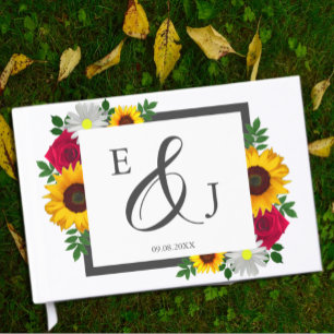 Livre D'or Tournesol Rose Daisy Floral Mariage d'Automne