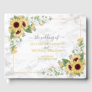 Livre D'or Tournesol rustique chic et Mariage floral gris