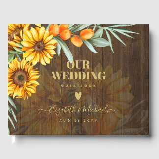 Livre D'or Tournesol Rustique Personnalisé Pampas Mariage en 