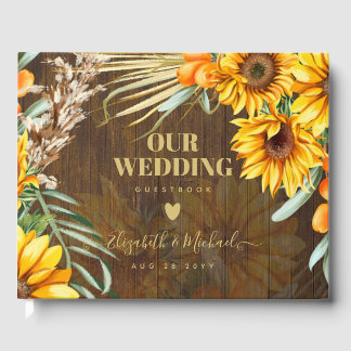 Livre D'or Tournesol Rustique Personnalisé Pampas Mariage en 