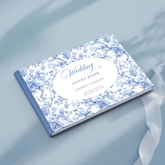 Livre D'or Traditional French Blue Toile Roses Guest Book (Traditional French Blue Toile Roses Guest Book)