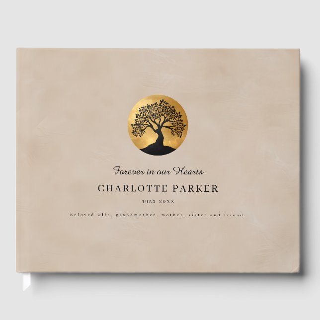 Livre D'or Tree of Life Memorial  Beige Custom (Recto)