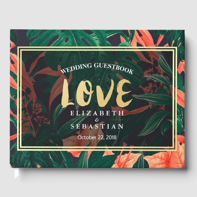 Livre d'or Tropical Floral Plante Gold Frame Maria (Recto)