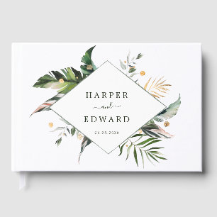Livre D'or Tropical Foliage Mariage Vert & Or
