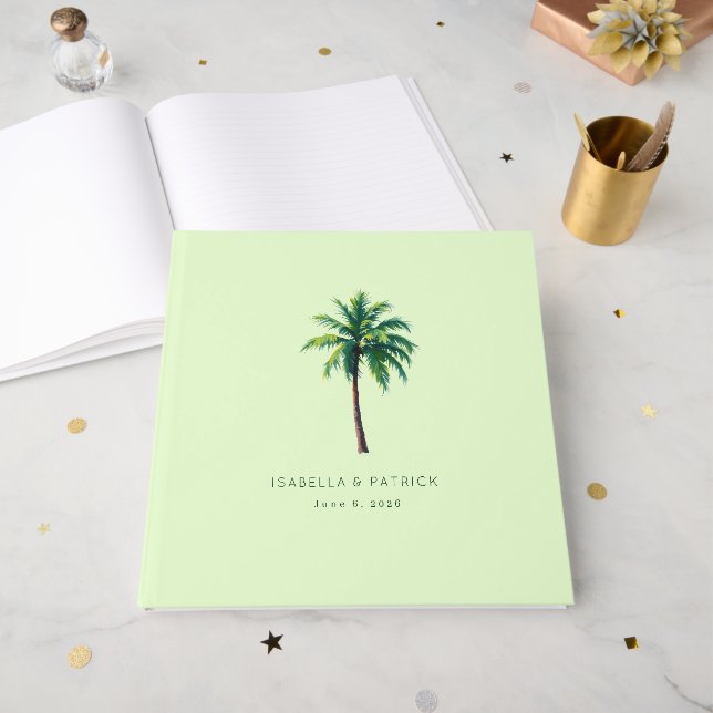 Livre D'or Tropical Mint Minimalist Palm Tree (Recto ouvert)