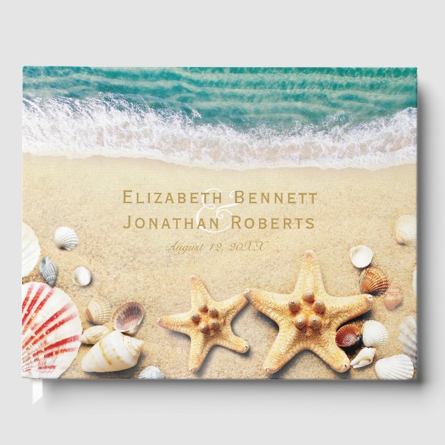 Livre D'or Tropical Ocean Beach Starfish Shells Mariage (Recto)
