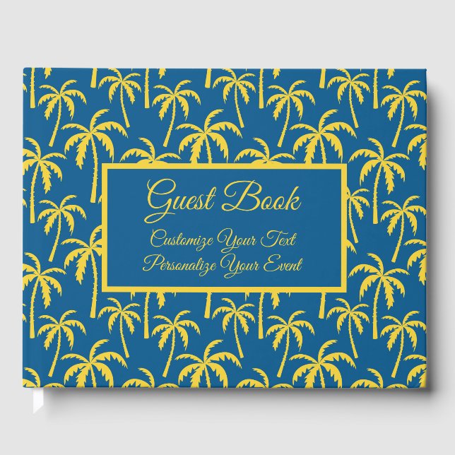 Livre D'or Tropical Summer Palm Trees Vacances Bleu Jaune (Recto)