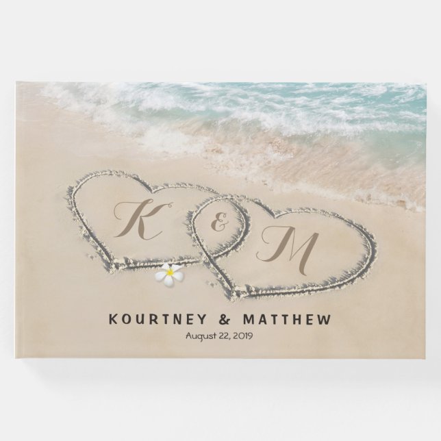 Livre D'or Tropical Vintage Beach Heart Shore Mariage (Devant)