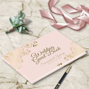 Livre D'or Trucs d'or sur Blush Pink mariage élégant