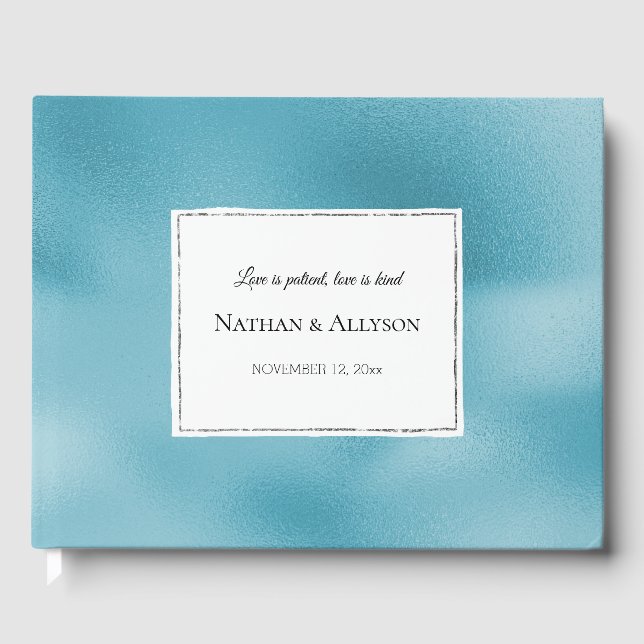 Livre D'or Turquoise Aqua Blue Silver Glitz (Recto)