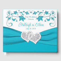Turquoise, Blanc, Silver Love Hearts Mariage