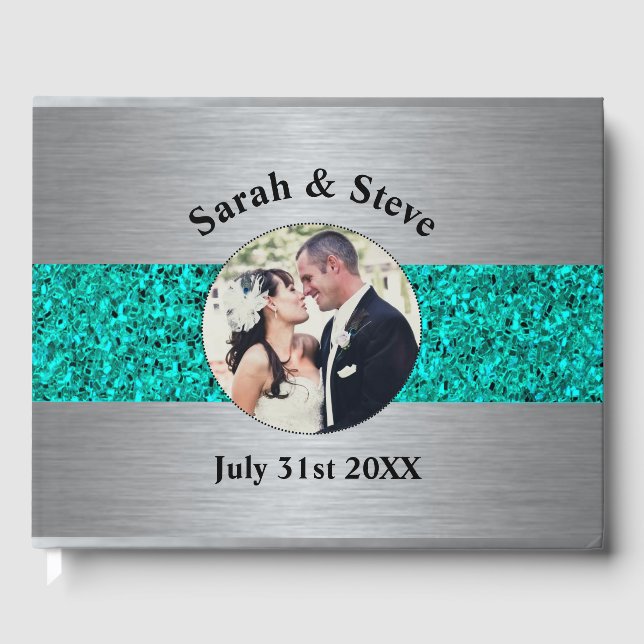Livre D'or Turquoise et Silver Sparkle Mariage Photographe in (Recto)