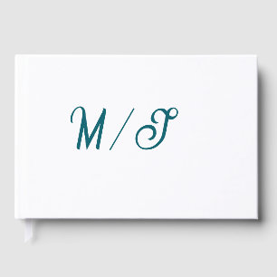 Livre D'or Turquoise monogramme nom de couple de mariés simpl
