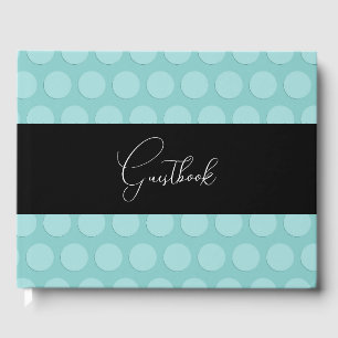 Livre D'or Turquoise Pastel Retro Dots Motif Mariage