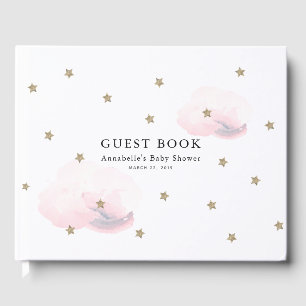 Livre D'or Twinkle Gold Stars & Baby shower de nuages roses