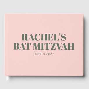 Livre D'or Typographie audacieuse rose et vert Bat mitzvah mo