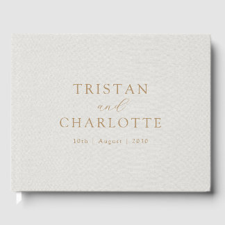 Livre D'or Typographie d'or personnalisée Blanc Faux Linen