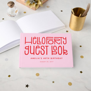 Livre D'or Typographie Joyeuse Bonjour Quarante 40e Anniversa