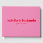 Livre D'or Typographie moderne en gras rose vif et Mariage ro<br><div class="desc">Personnalisé Moderne Gras Typographie Bright Rose et Rouge Mariage livre d'hôtes</div>