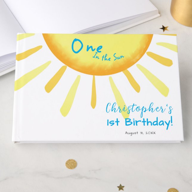 Livre D'or Un Premier Anniversaire Dans Le Soleil Bleu Person (Créateur téléchargé)