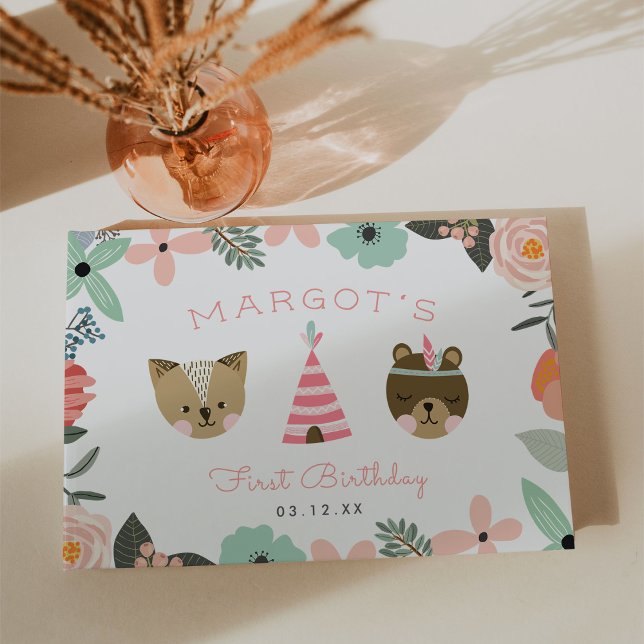 Livre D'or Un sauvage | Boho Camping Thème Première fête d'an (Créateur téléchargé)