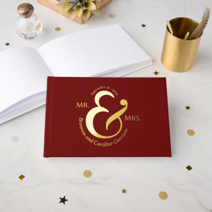 Livre D'or Unique Élégant Groom Mariée Noms Or